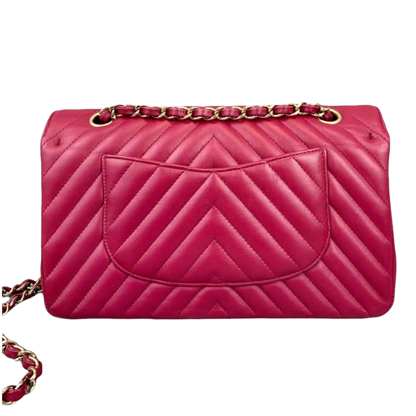 Classic Chevron Double Flap Medium Lambskin Pink GHW
