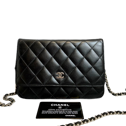 WOC Wallet on Chain Lambskin Black SHW