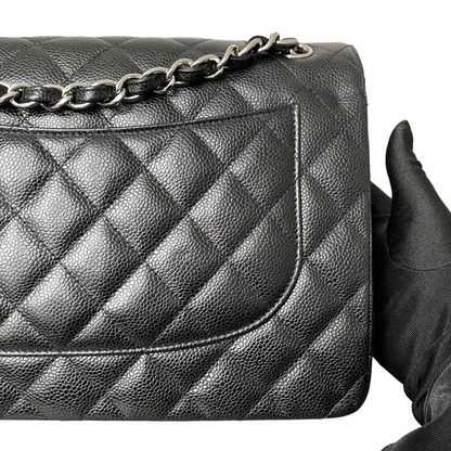 Jumbo Classic Double Flap Caviar Black SHW