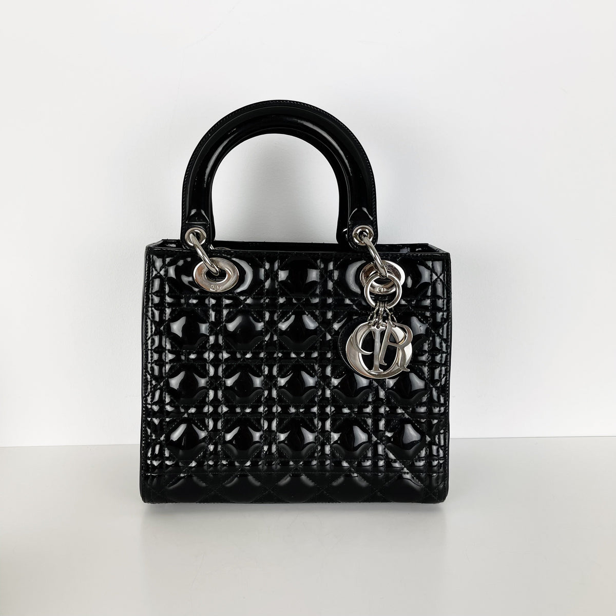 Lady Dior Medium Patent Black SHW