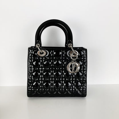 Lady Dior Medium Patent Black SHW