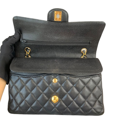 Medium Classic Flap Caviar Black GHW