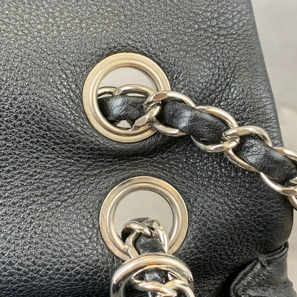 Quilted Double Gusset Washed Caviar black SHW
