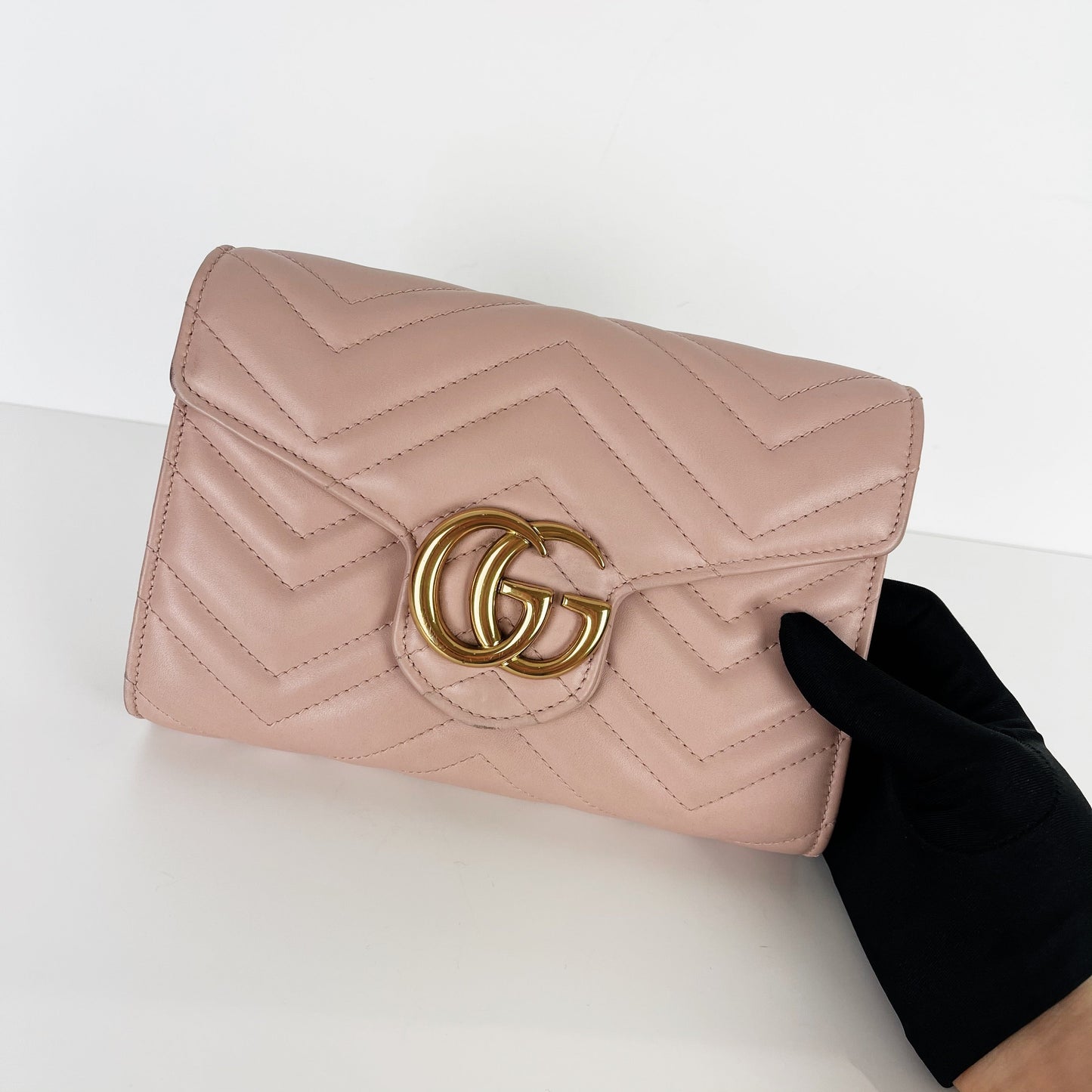 Gucci Marmont Pink WOC with GHW