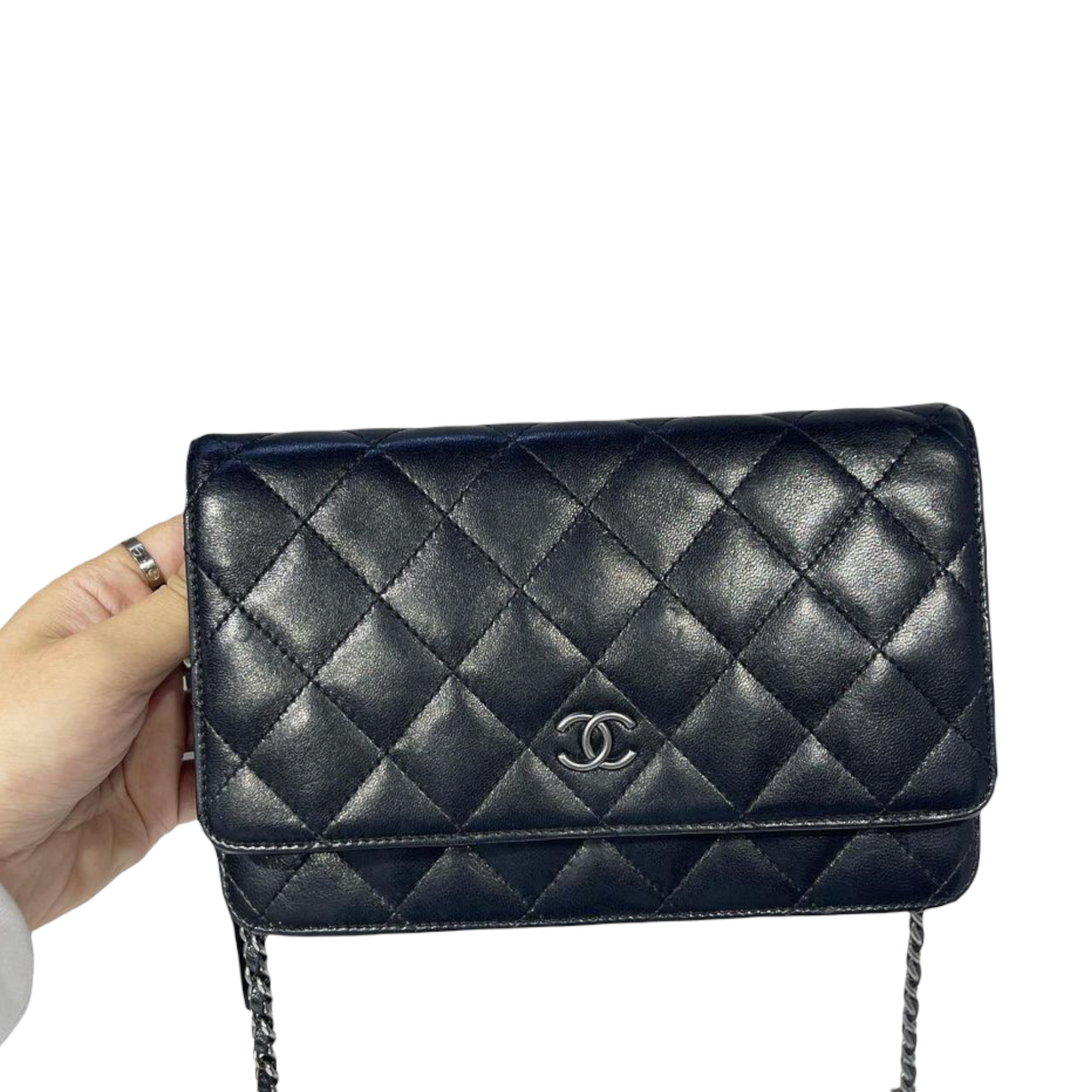 Classic Wallet on Chain Lambskin Black SHW