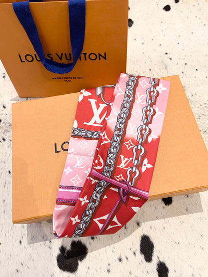 LOUIS VUITTON Silk Monogram Confidential Bandeau In Red