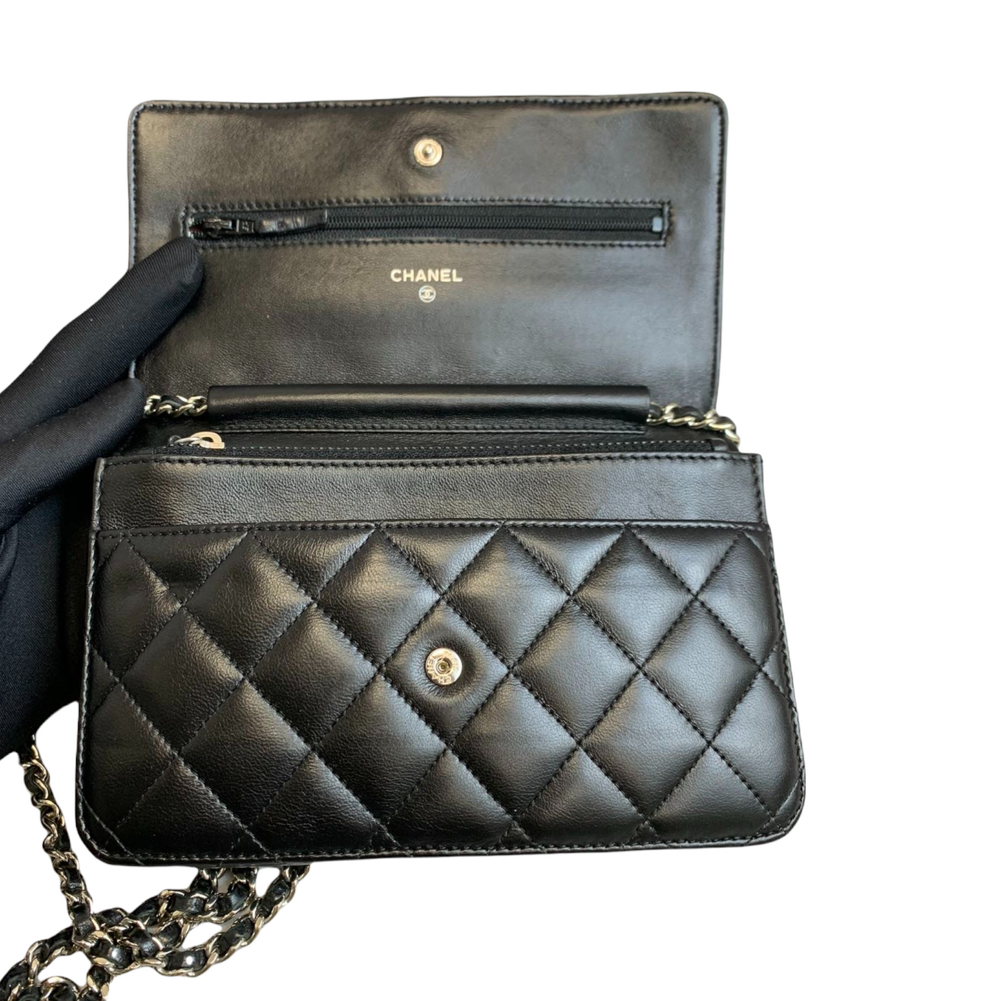 WOC Wallet on Chain Lambskin Black SHW