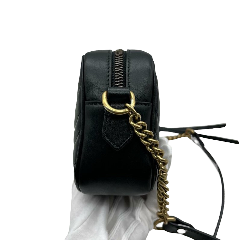Gucci GG Marmont Mini Camera Black GHW