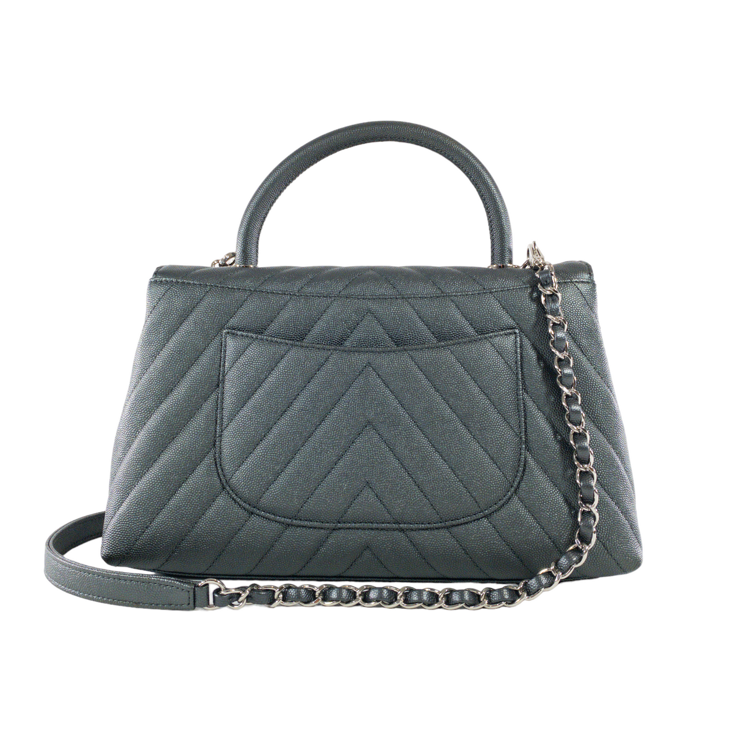 Chanel Metallic Graphite Medium Coco Handle SHW