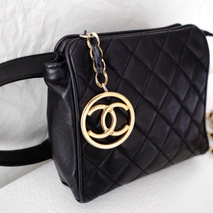 Chanel vintage quilted sheepskin CC belt bag