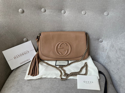 Gucci Rose Beige Soho Disco Crossbody Flap Bag (RRP £1050)