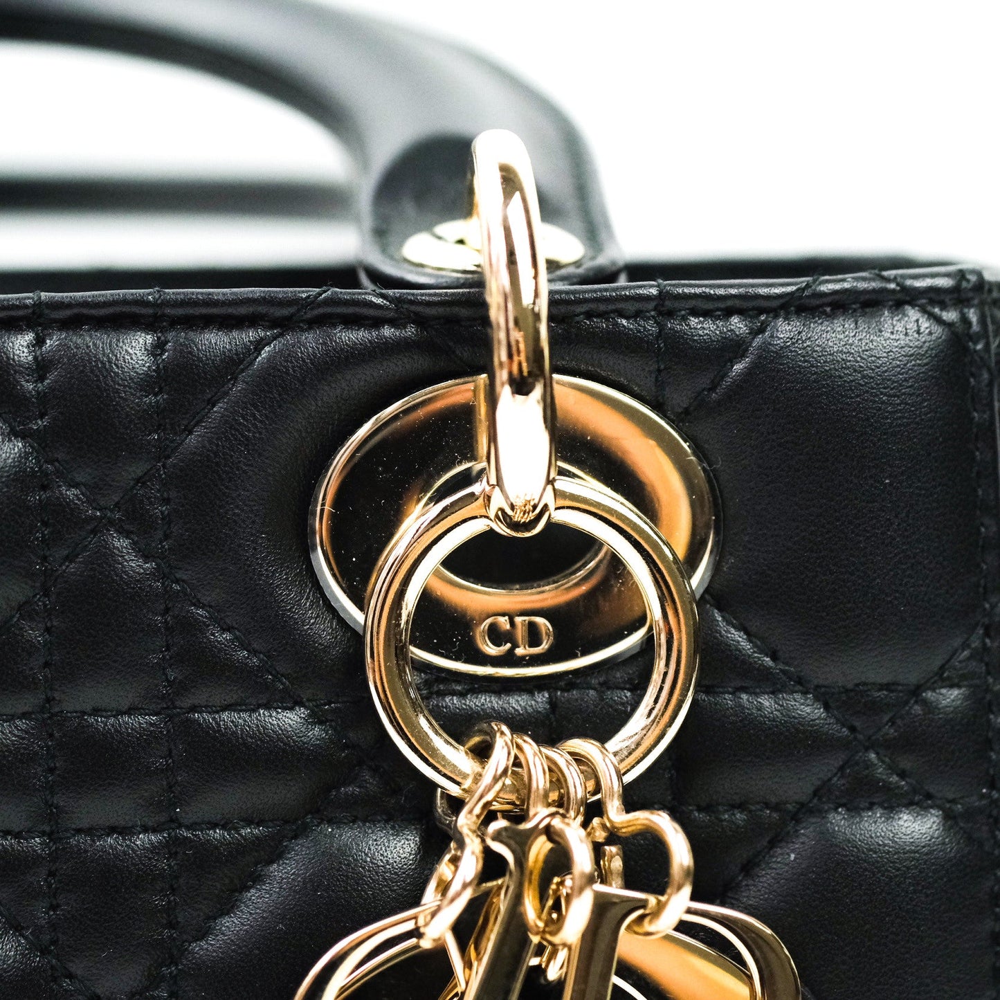 Christian Dior Lambskin My ABCDior Lady Dior Black Gold Hardware