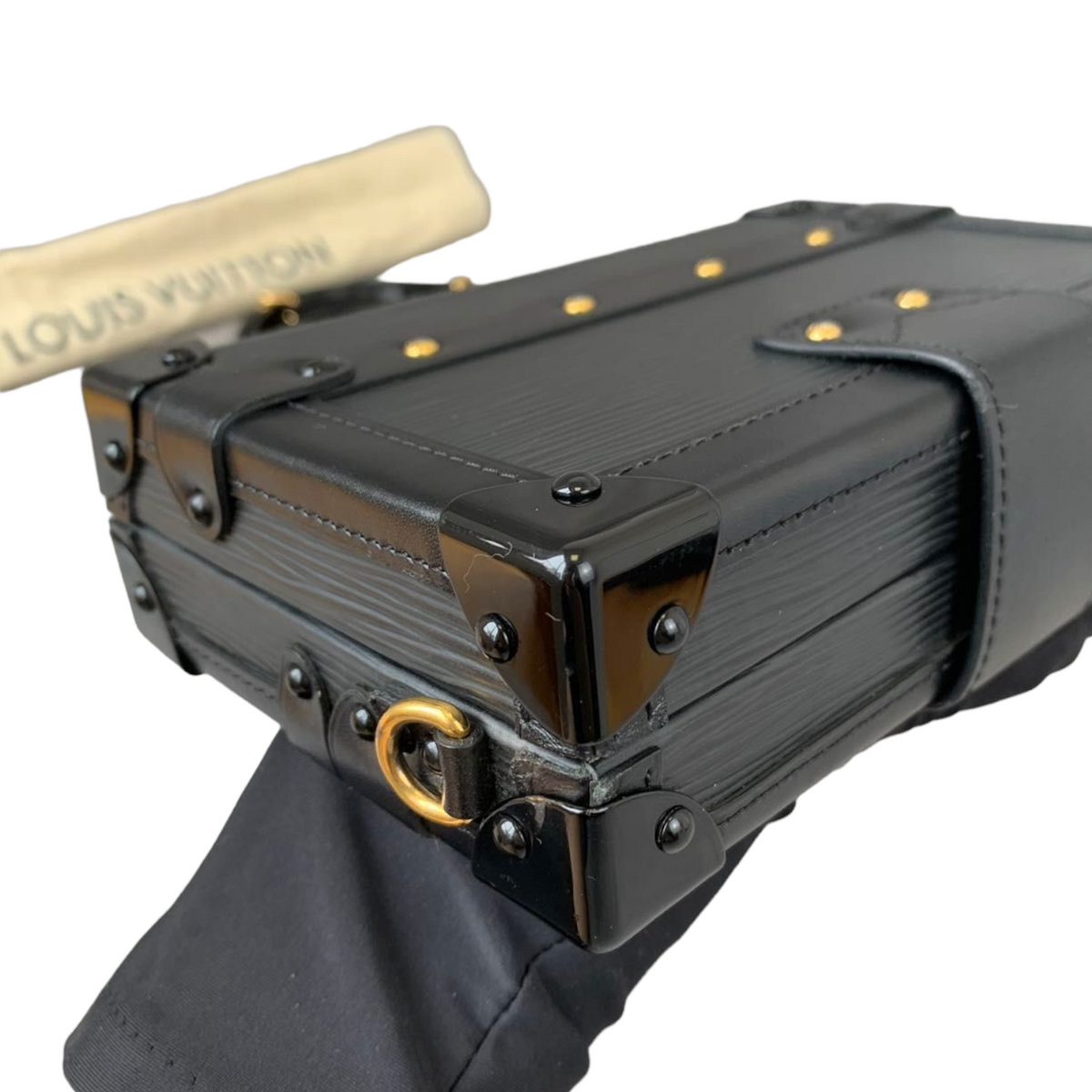 Louis-Vuitton Petite Malle Trunk Chest Black GHW