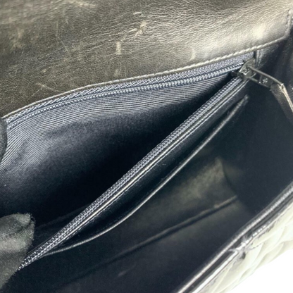 Vintage Top Handle Flap Quilted Patent Black SHW