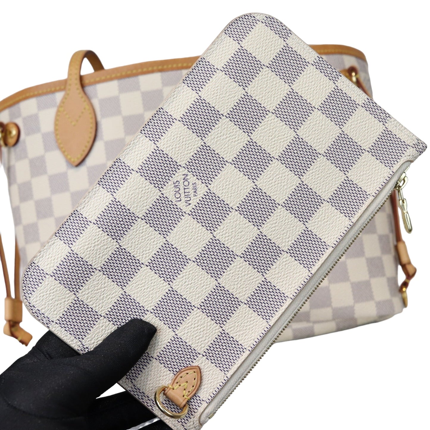 Louis-Vuitton Neverfull PM Damier Azure Canvas White GHW