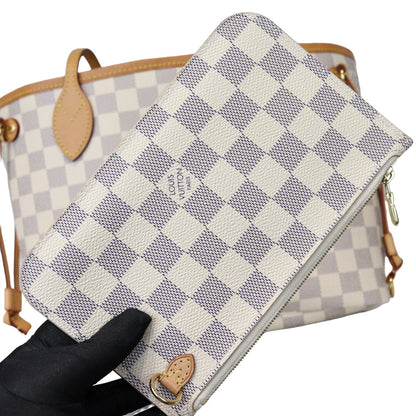 Louis-Vuitton Neverfull PM Damier Azure Canvas White GHW