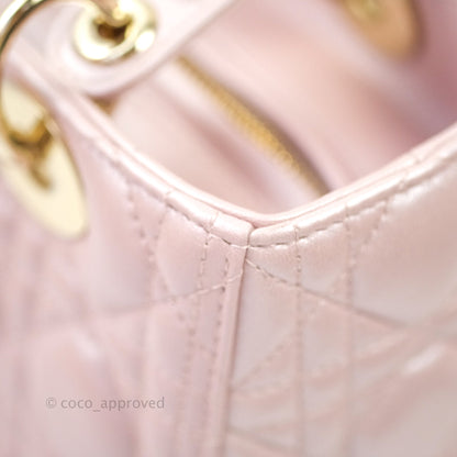 Christian Dior Medium Lady Dior Pink Lambskin Gold Hardware