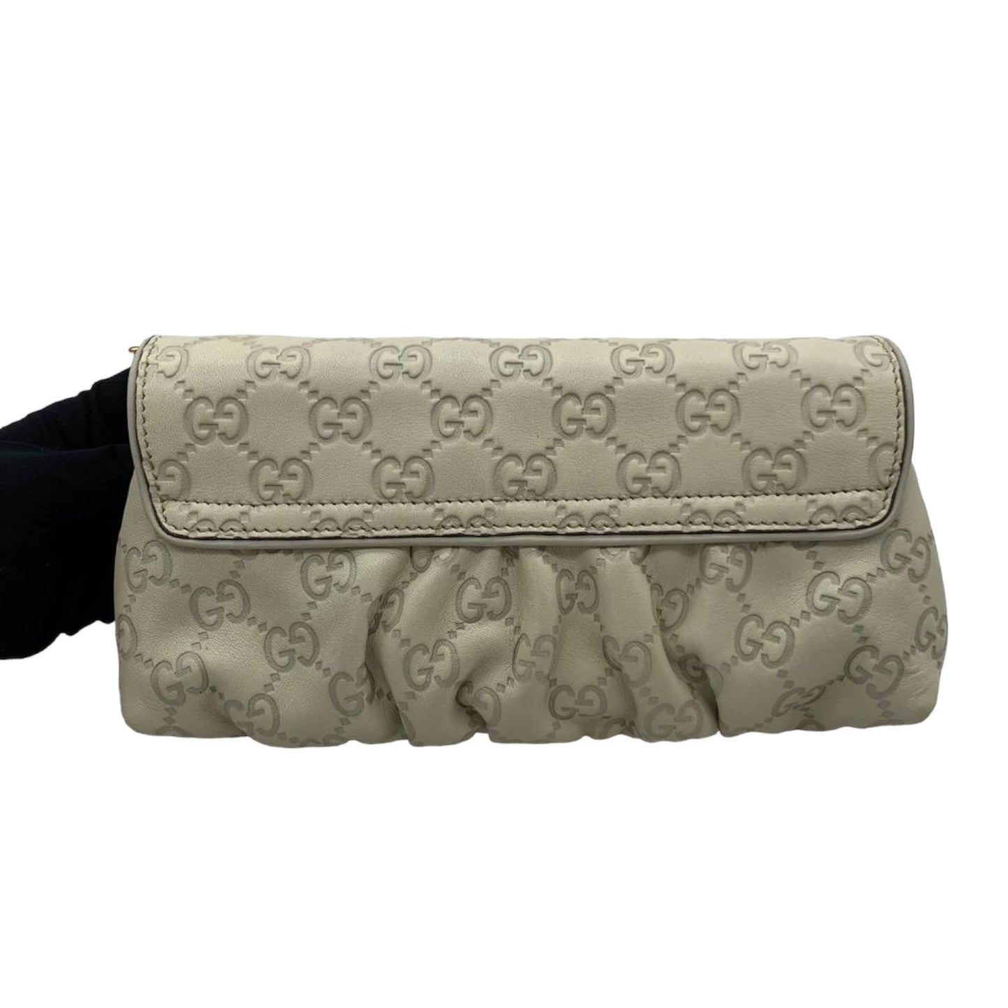 Gucci Guccissima Leather Shoulder Bag White GHW