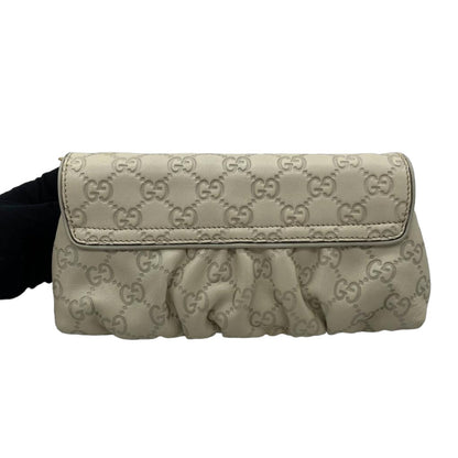 Gucci Guccissima Leather Shoulder Bag White GHW