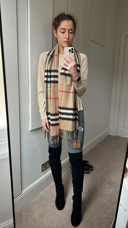 Burberry Classic Check Archive Beige Cashmere Scarf (RRP £420)