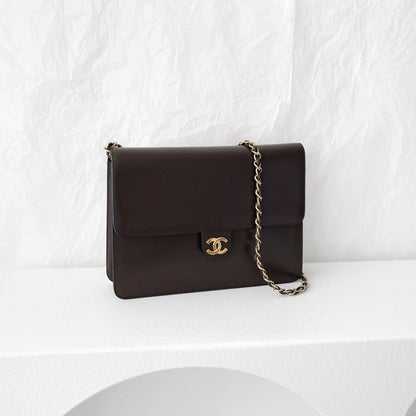 Chanel vintage box leather flap chain bag