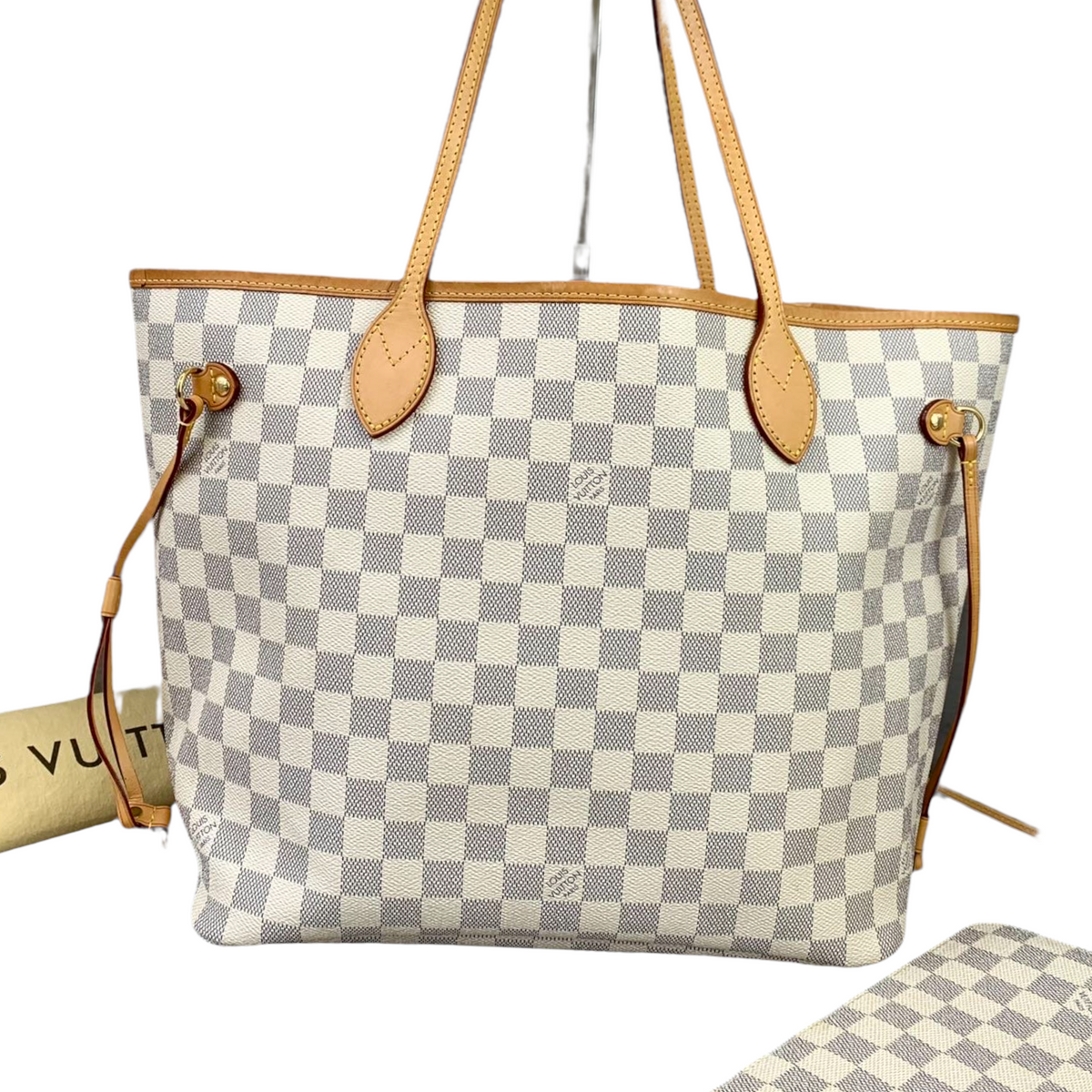 Louis-Vuitton Damier Azur Neverfull MM White GHW