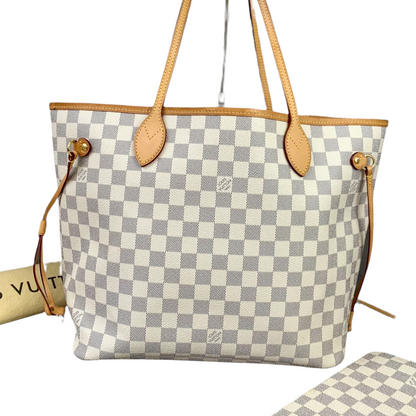 Louis-Vuitton Damier Azur Neverfull MM White GHW