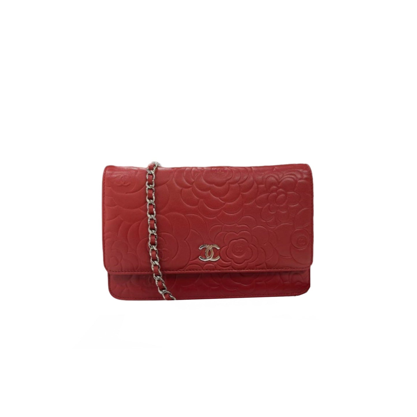 Camellia Wallet on Chain Lambskin Leather Red SHW