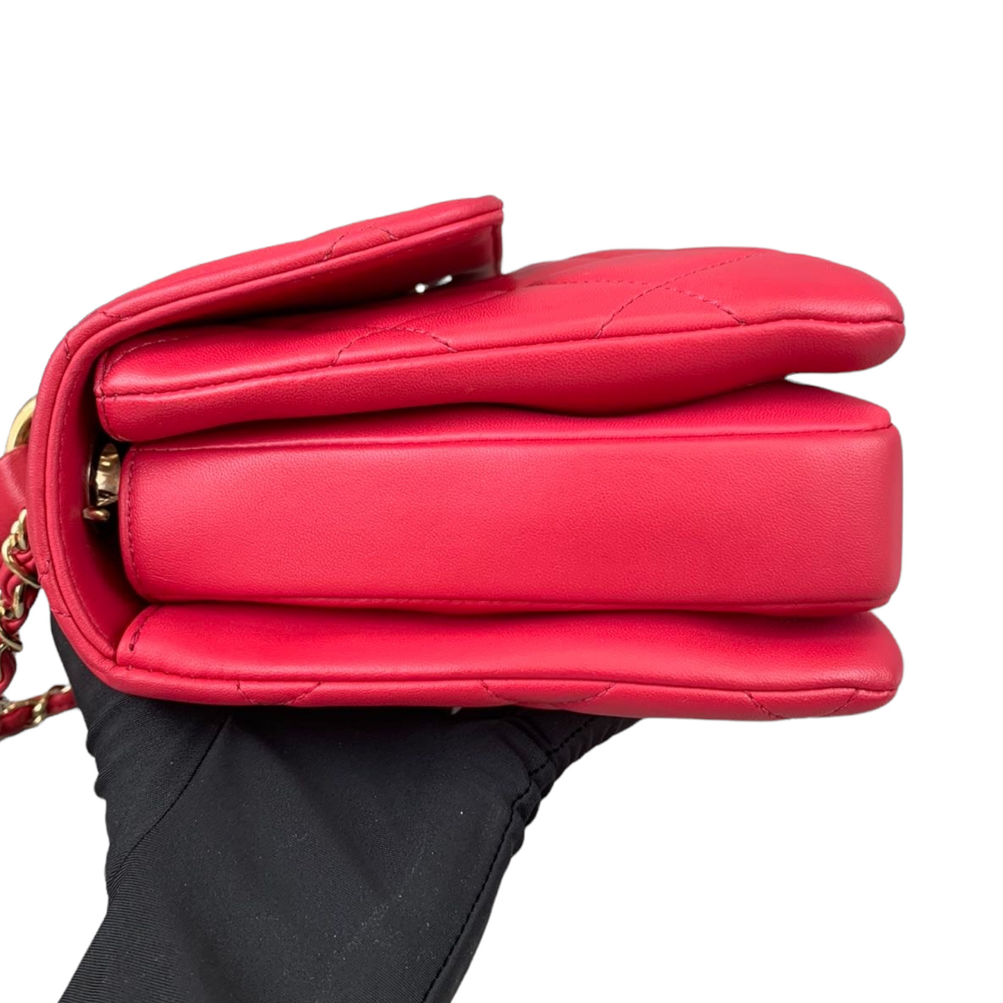 Small Trendy CC Lambskin Red GHW