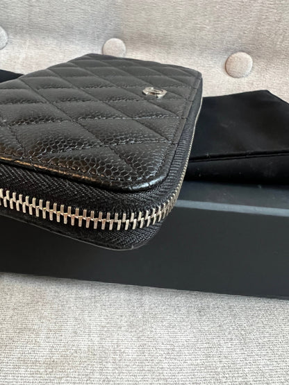 Chanel Black Caviar Classic Long Zipped wallet with Silver Hardware (RRP £1150)