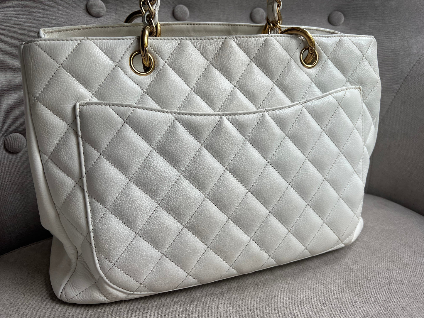 Chanel White Caviar Grand Shopper Tote (GST)