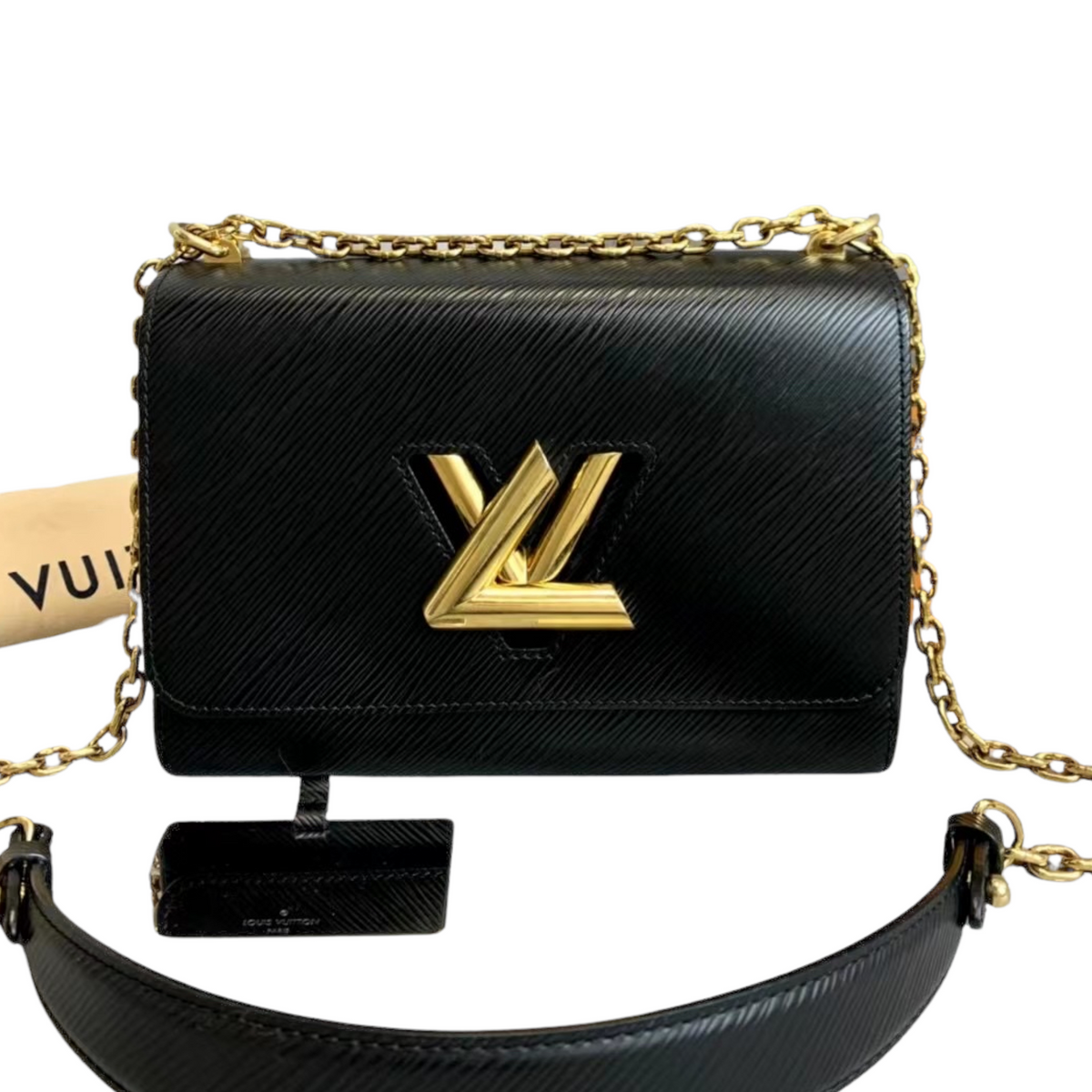 Louis-Vuitton Twist Lock Epi Leather MM Black GHW