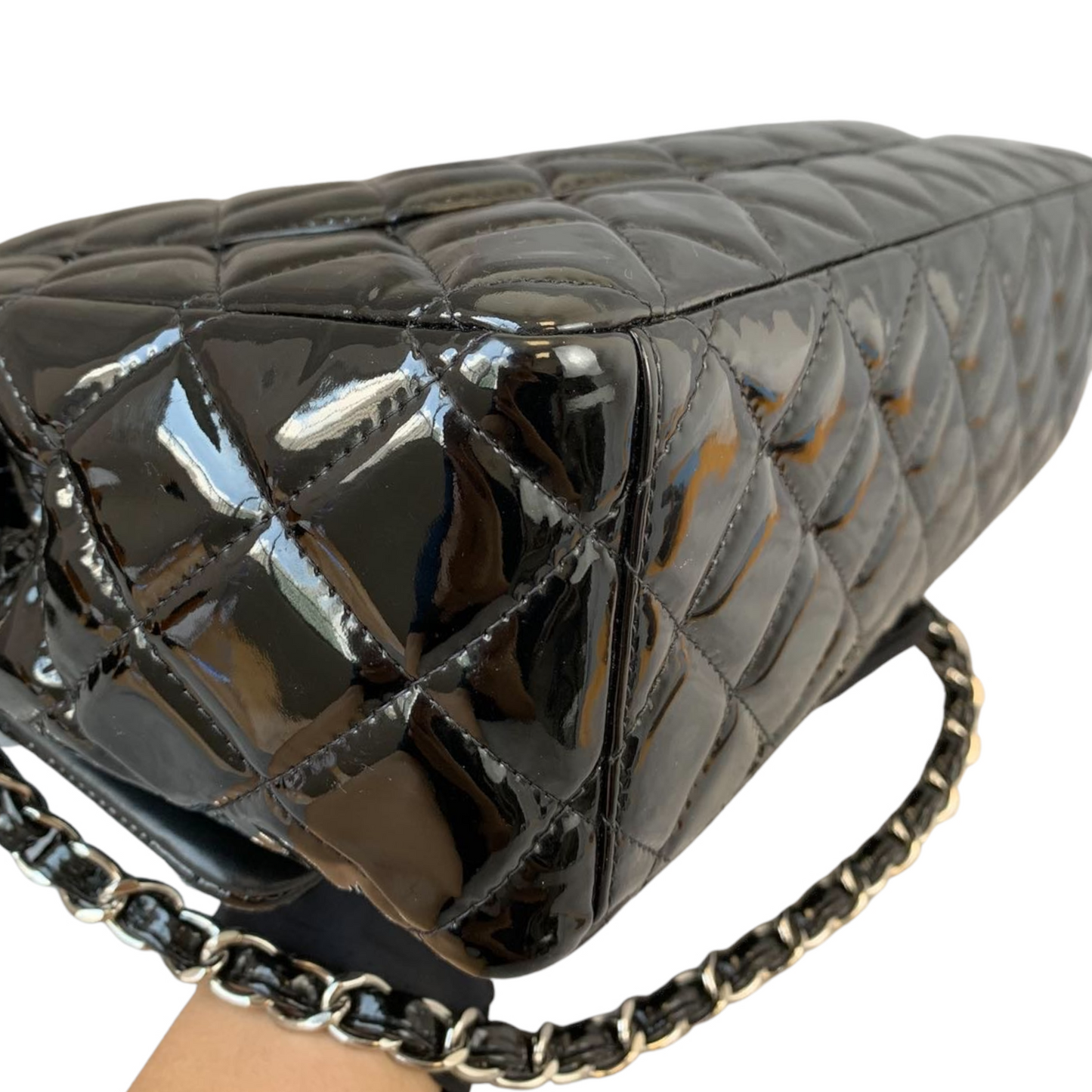 Classic Double Flap Maxi Patent Black SHW