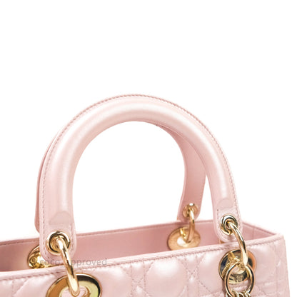 Christian Dior Medium Lady Dior Pink Lambskin Gold Hardware