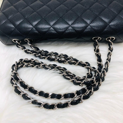 Single Flap Classic Jumbo in Black Caviar with SHW