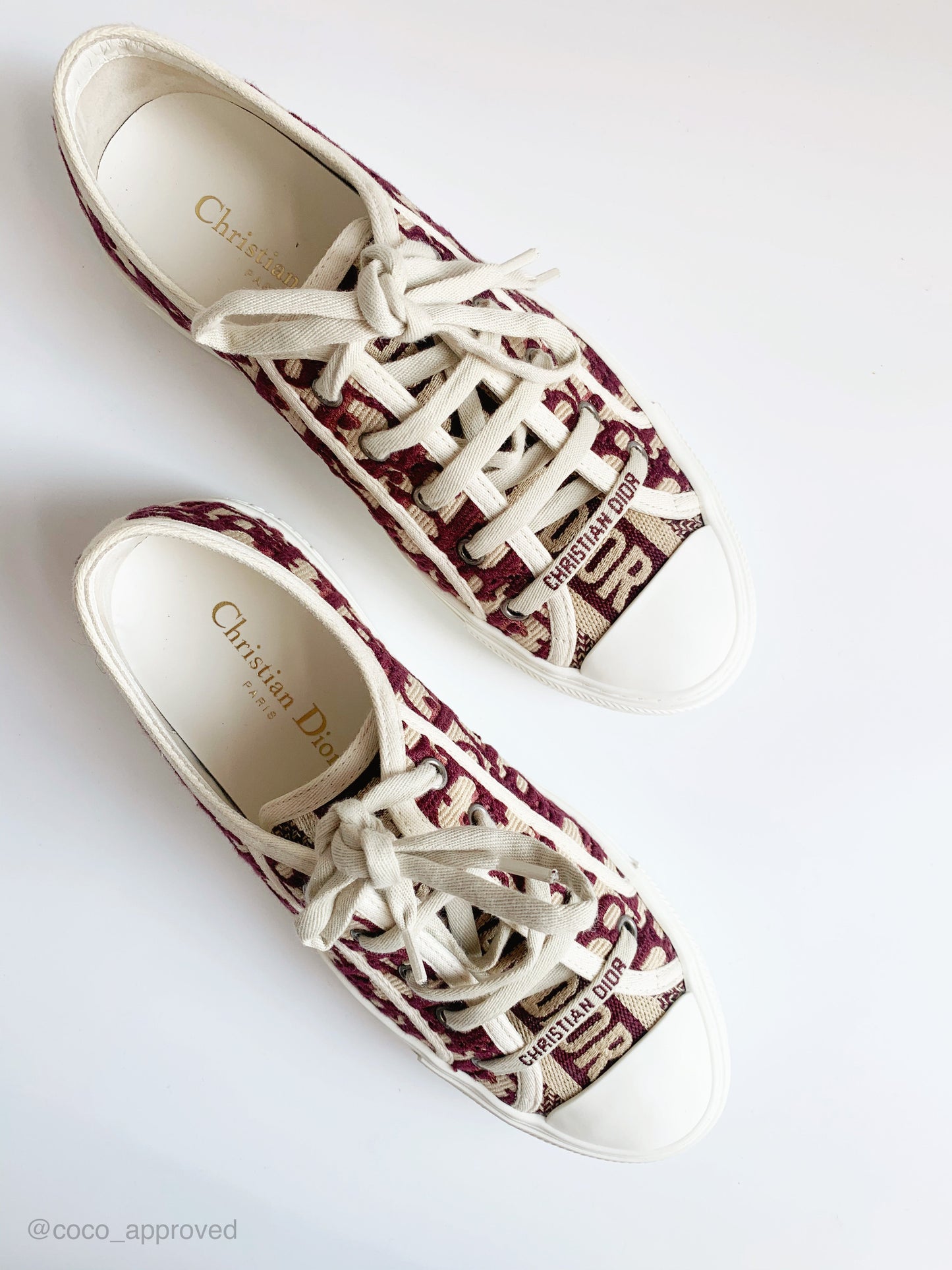 Christian Dior Canvas Oblique Walk'N'Dior Low Top Sneakers Deep Red 37