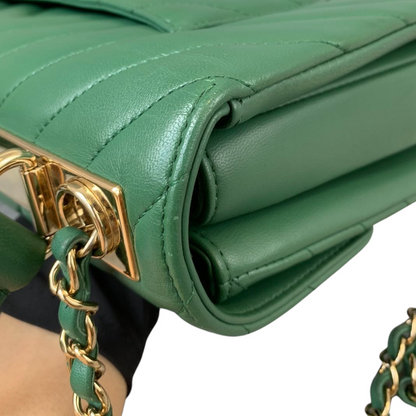 Small Trendy CC Flap Lambskin Green GHW