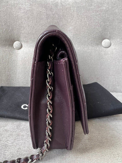 Chanel Aubergine Lambskin Wallet on Chain