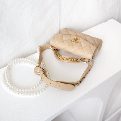 Chanel vintage quilted sheepskin CC belt bag