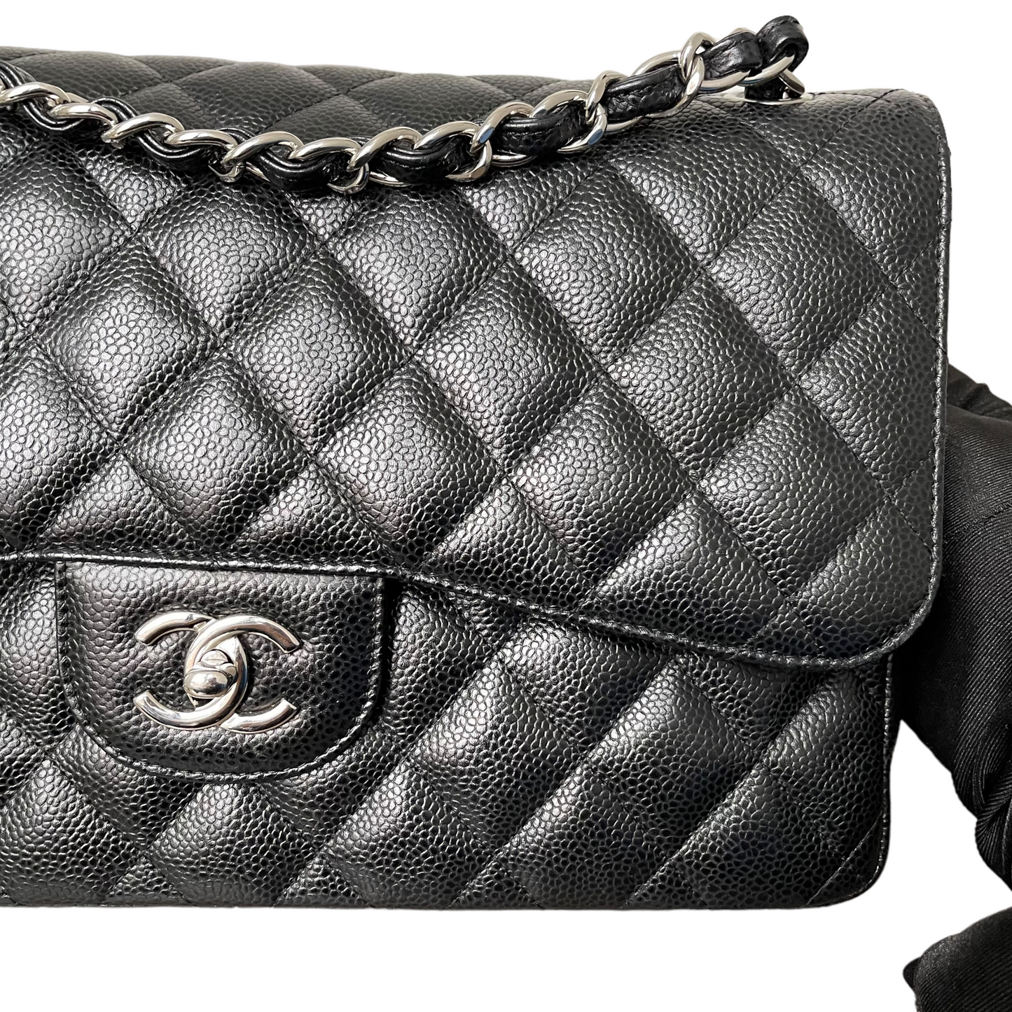 Jumbo Classic Double Flap Caviar Black SHW