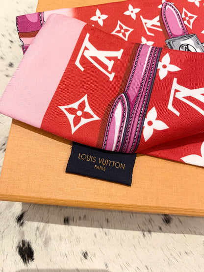 LOUIS VUITTON Silk Monogram Confidential Bandeau In Red