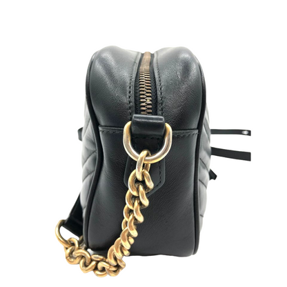 Gucci Small Marmont Leather Camera Black GHW