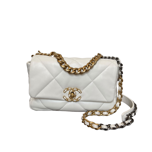 19 Lambskin White Small Mixed Hardware