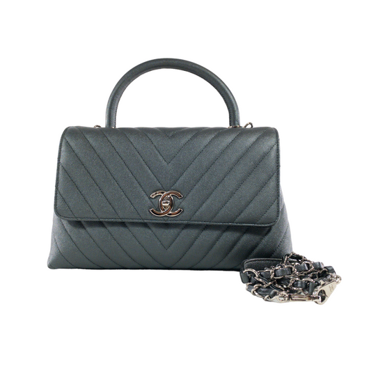 Chanel Metallic Graphite Medium Coco Handle SHW