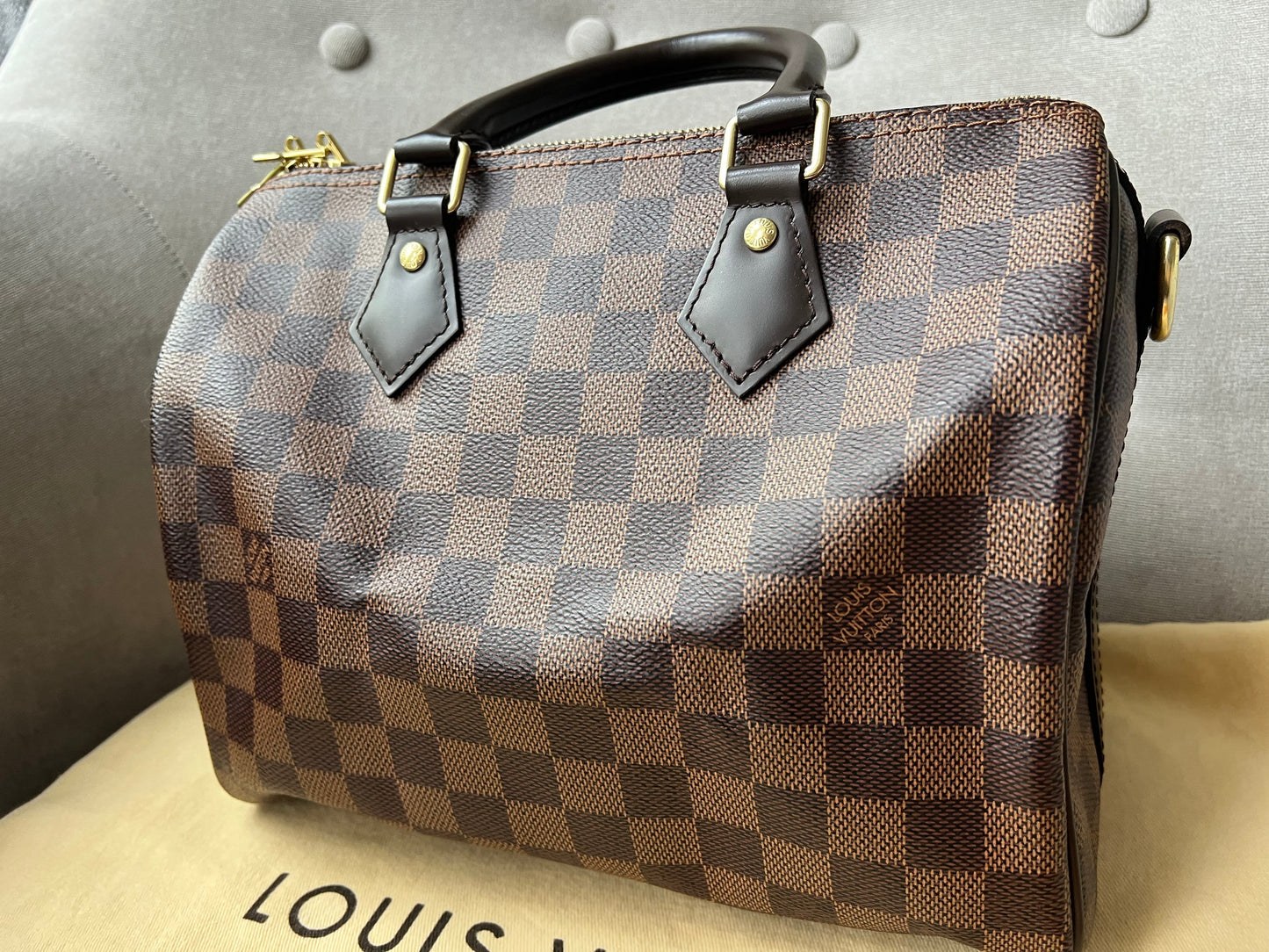 Louis Vuitton Speedy 25 Bandouliere (strap missing) Damier Ebene (RRP £1,420)