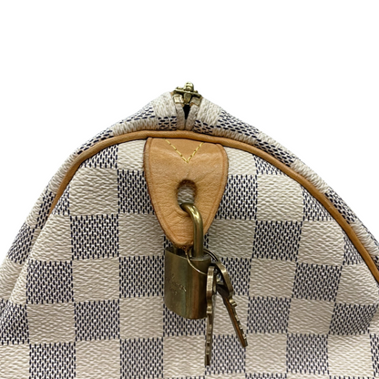 Louis-Vuitton Damier Azur Speedy 35 White GHW