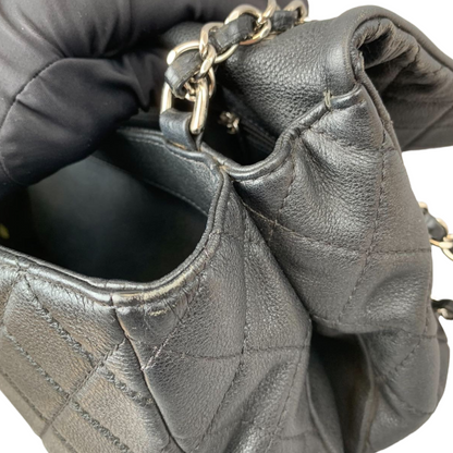 Quilted Double Gusset Washed Caviar black SHW