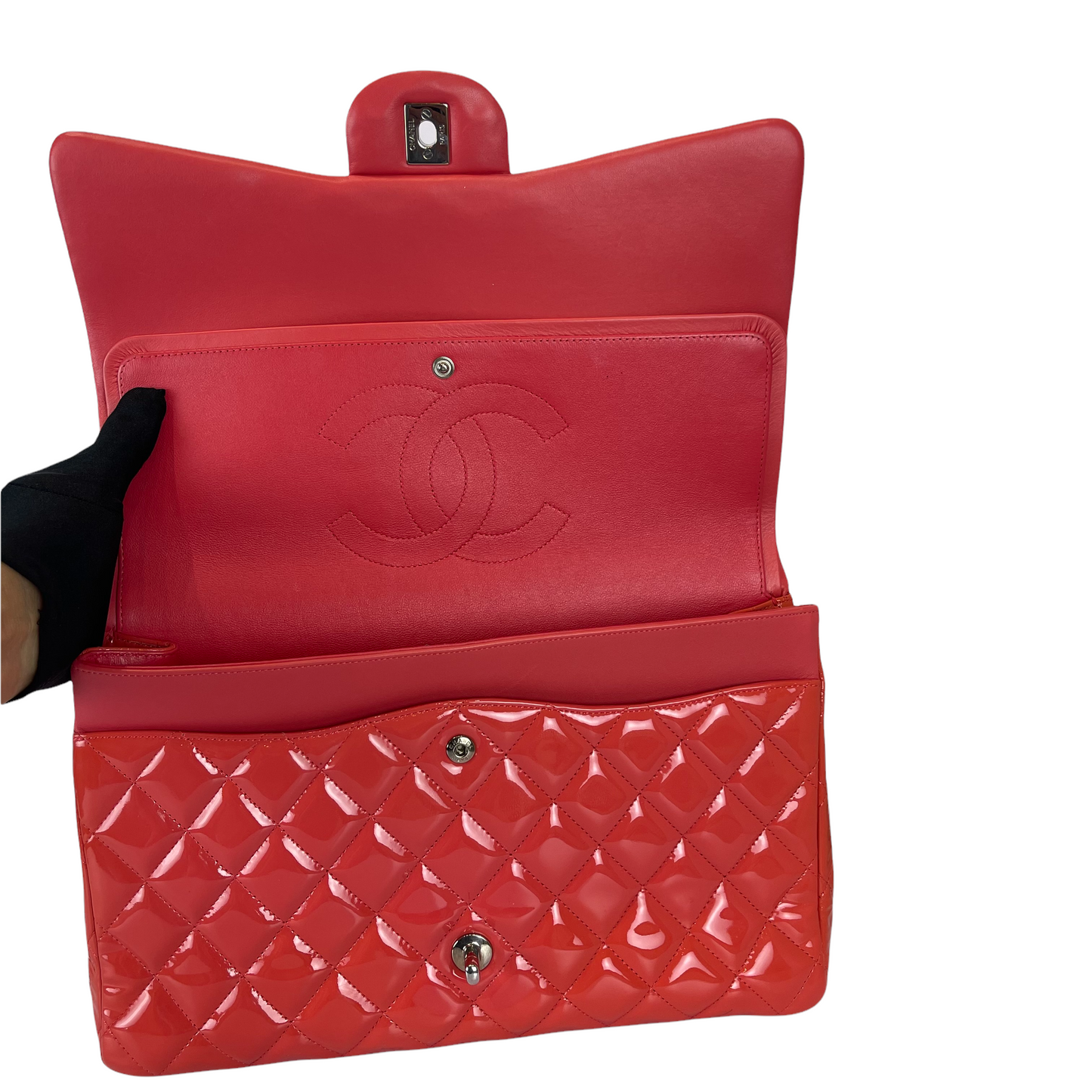 Double Flap Maxi Patent Coral SHW