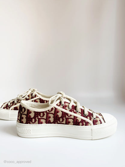 Christian Dior Canvas Oblique Walk'N'Dior Low Top Sneakers Deep Red 37