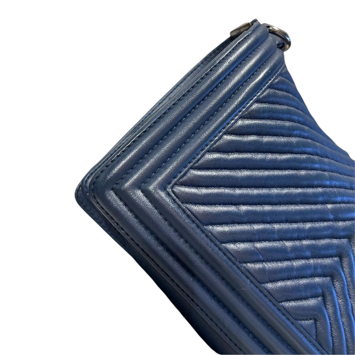 Chevron Boy Old Medium Leather Dark Blue RHW